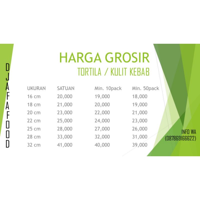 

Tortila Kulit Kebab 22Cm Isi 20 Free Ongkir