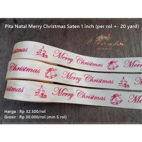 

Buruan beli] GNATL-28 : Pita Saten Merah 1 inch Merry Christmas (per rol)