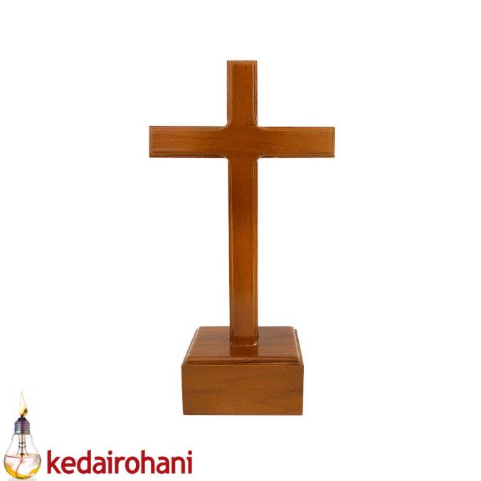 >>>>>] Salib Duduk Meja Kayu Polos Tanpa Corpus Patung Tubuh Yesus Inri 17cm