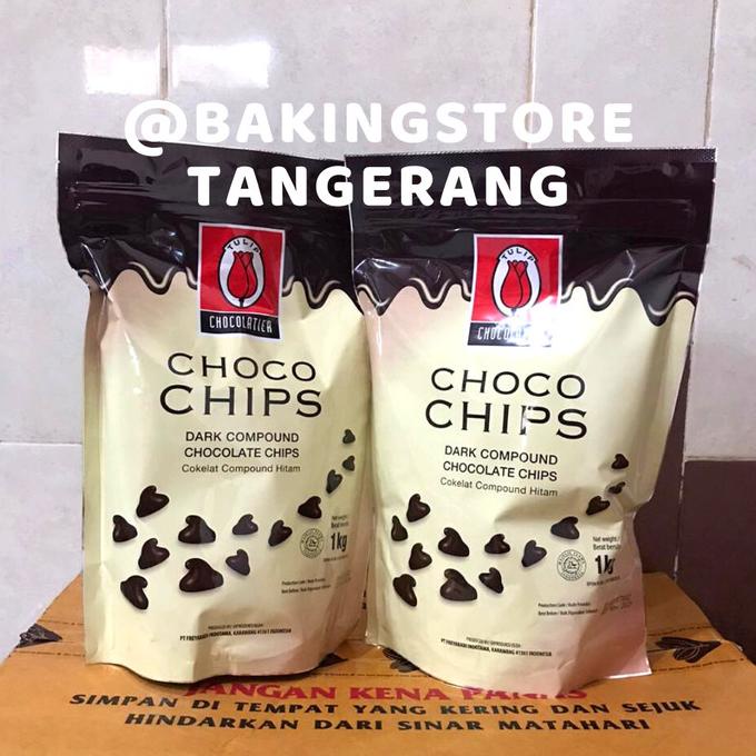 

Choco chip Dark Chocolate tulip 1Kg - chocochips dark coklat