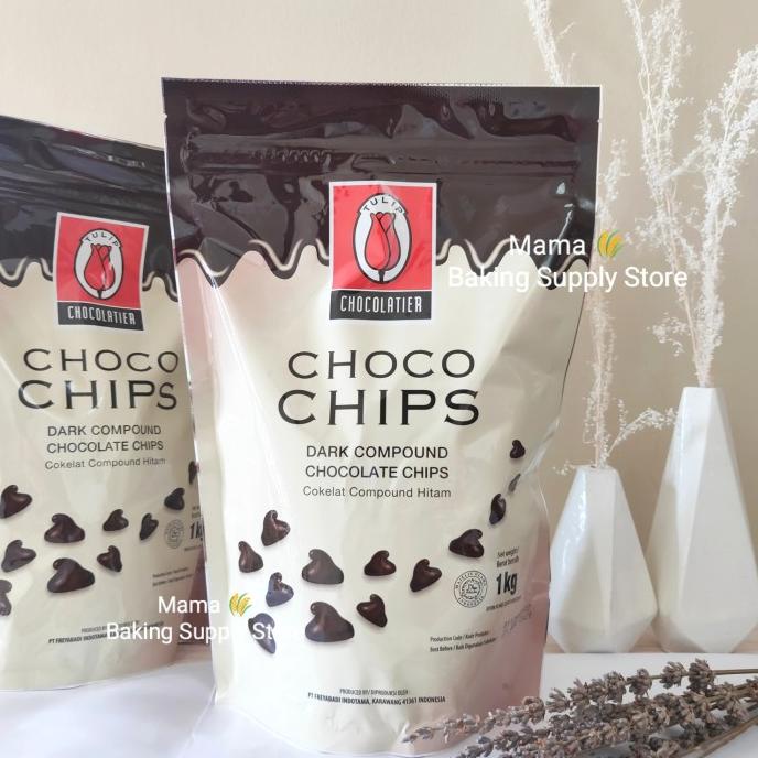 

TULIP Dark Compound Choco Chocolate Chip Chips Tulip 1 Kg BUKAN REPACK