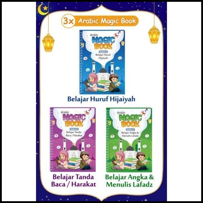 

HOT DEAL 3PCS BUKU AJAIB BELAJAR MENULIS HURUF ANGKA HIJAIYAH/ARABIC MAGIC BOOK !!