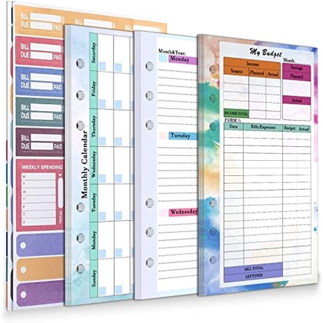 

【A6 Budget Sheet】 Refill isi binder loose leaf 6 holes Binder Pengganti Inti 6 Lubang Daun Longgar Buku Catatan Rencana Mingguan Bulanan