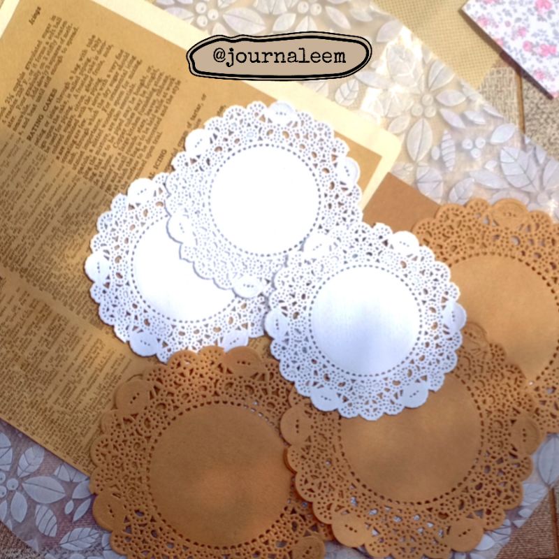 

[Journaleem] 10PCS Doiles Paper Putih dan Coklat 3,5" & 4,5" inch