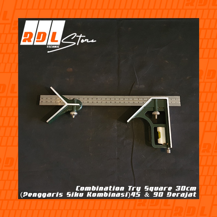 

Combination Try Square 30Cm (Ggaris Siku Kombinasi) 45 & 90 Derajat