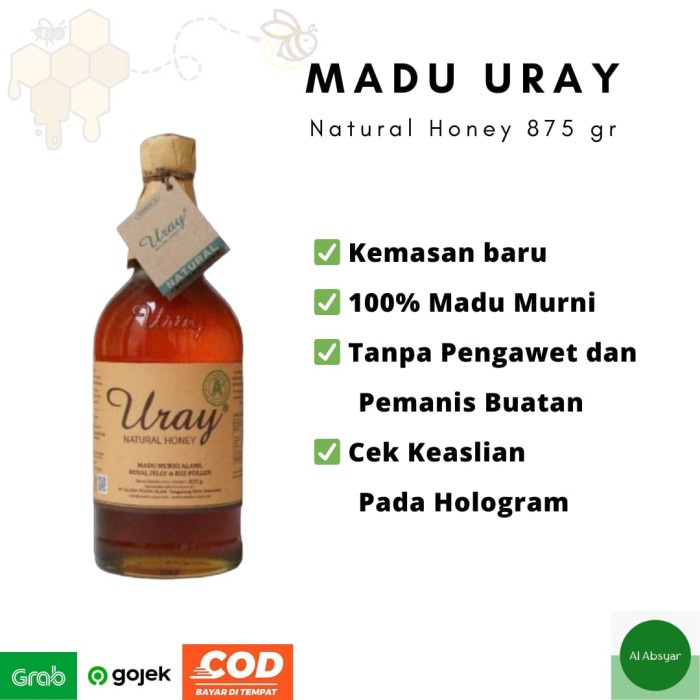 

Madu Uray Botol Besar 875 gram Uray Natural Honey Madu Asli Murni Alam