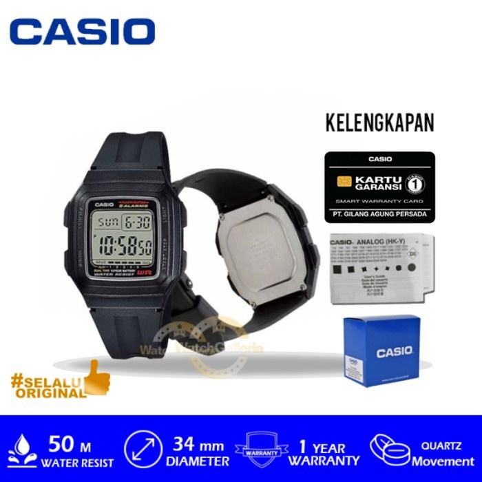 Jam Tangan Casio General F-201WA-1ADF/F-201WA/F201WA Original Murah