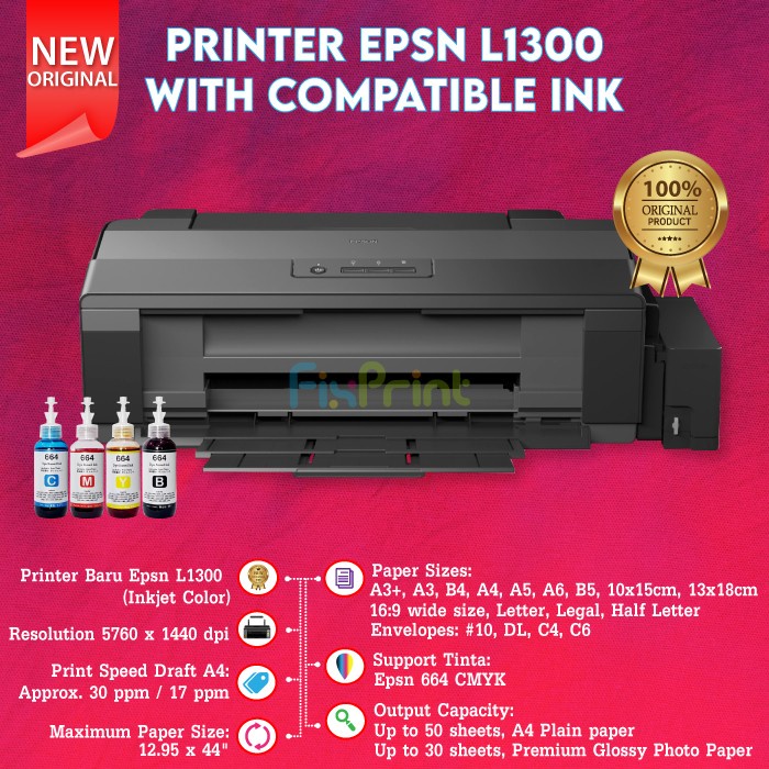 Printer Epsn L 1300 A3+ Printer A3+L1300 Garansi Resmi Center