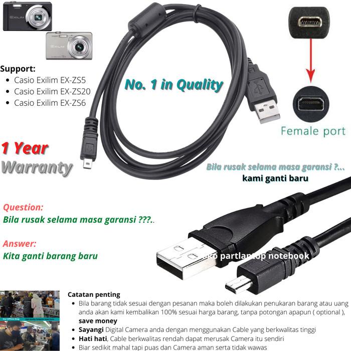 Usb Cable Charger Casio Exilim Ex-Zs5 Ex-Zs20 Ex-Zs6 Kabel Data