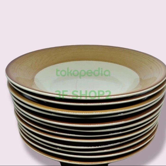 Promo Piring Makan Beling Coklat 1 Lusin Piring Beling Keramik 1 Lusin