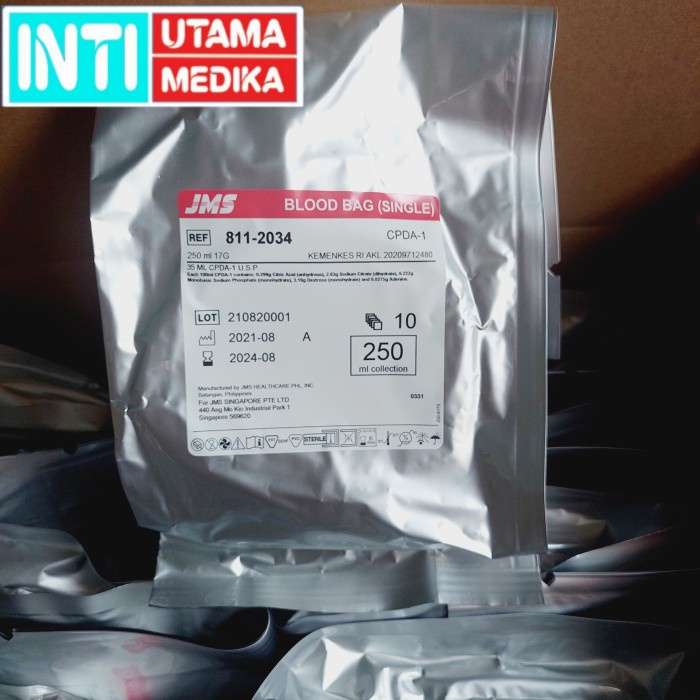 Blood Bag JMS 250/Kantong Darah JMS 250/Blood Bag Single 250 JMS -Tatasie