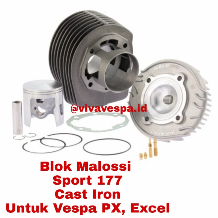 ✨Termurah Blok Block Set Malossi Sport 177 Cc Cast Iron Untuk Vespa Px Excel Dkk Bisa Gojek