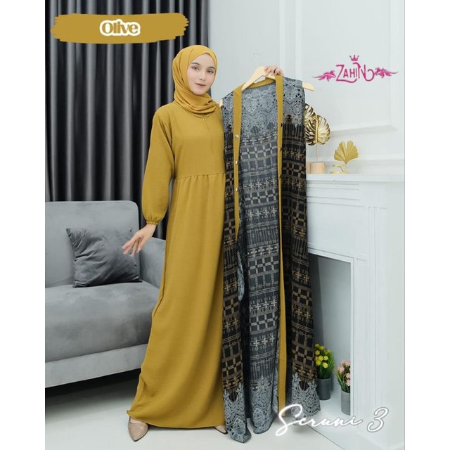 gamis Murah set outer seruni set outer Ori zahin gamis crinkle