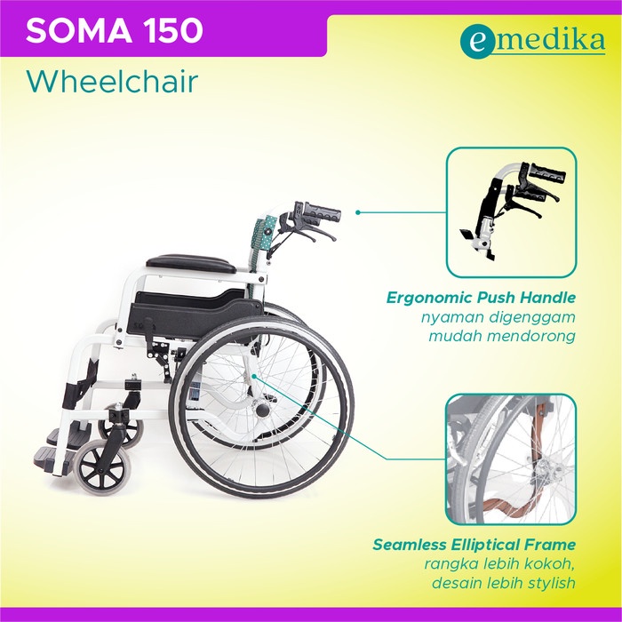 Kursi Roda Soma 150 Wheelchair 22"Roda Besar Traveling Aluminium Cargo