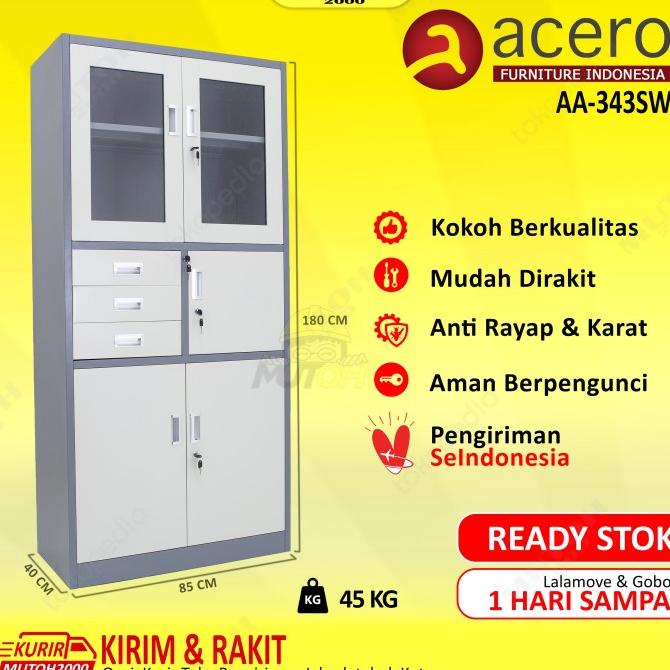 

Acero Aa-343Sw Lemari Arsip Besi Full Plat - Kombinasi 3 Laci 1 Box Limited Edition