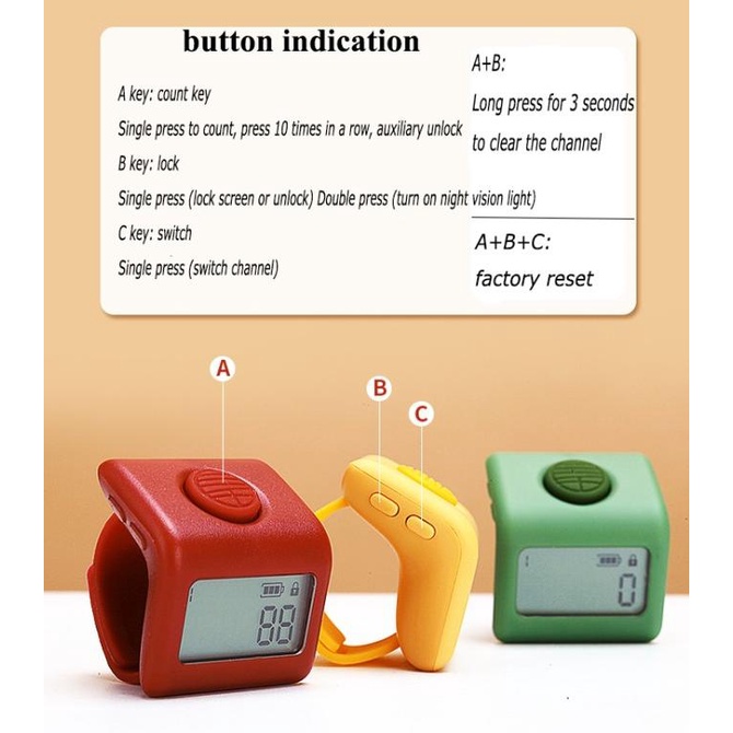 Tasbih Digital LED Rechargeable Tally Counter 9 Channel Charging