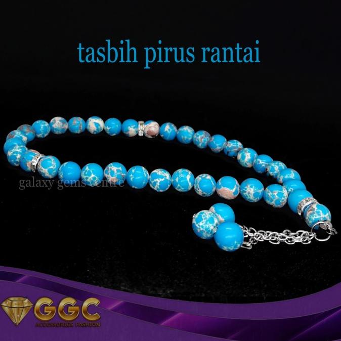 TASBIH BATU AKIK PIRUS PERSIA 33 BUTIR - Jambul Tali