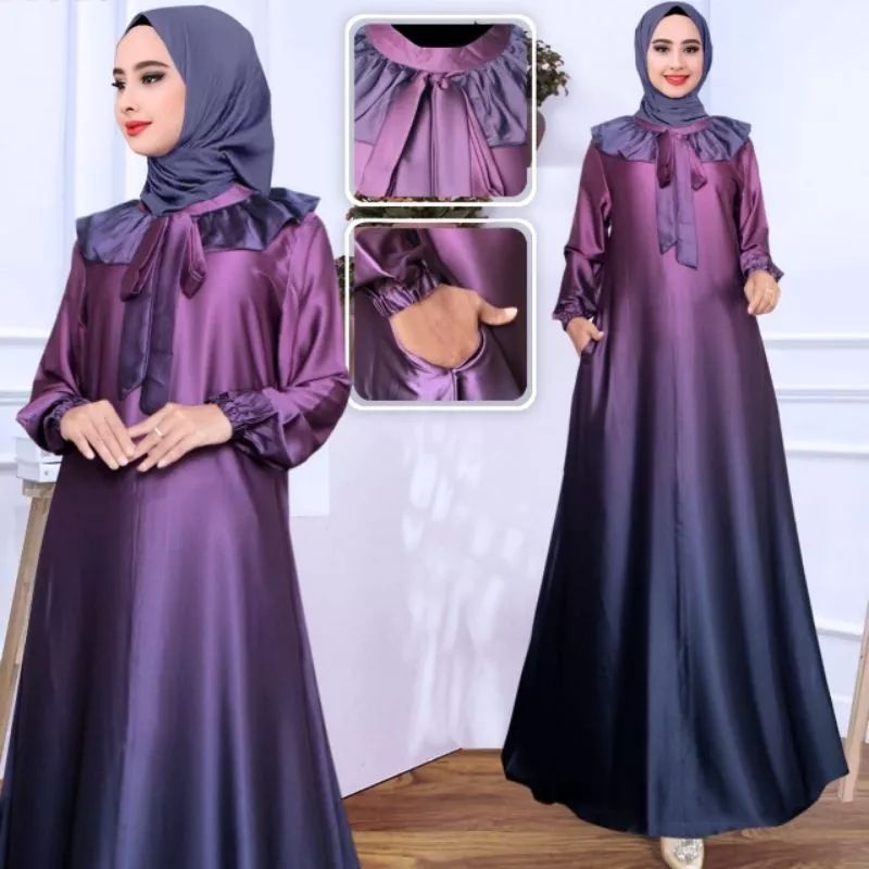 Ready Jumbo Gamis Armani silk premium mewah/Cod gamis fashion terbaru/Gamis Armani silk premium moti