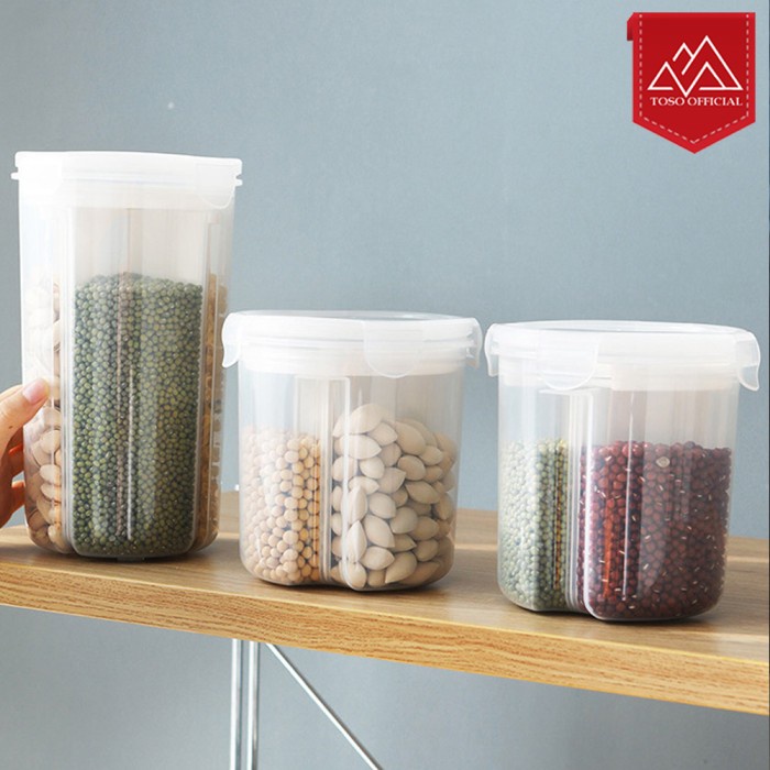 

Toples Wadah Penyimpanan Sereal Oats Storage Jar 4 Slot Snack L