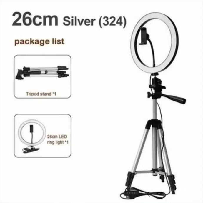 Tripod 1m 3110 +Ringlight 26cm - Paket Lengkap Ringlight 26cm + Tripod