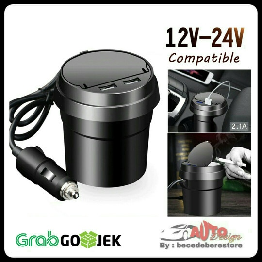 Charger Mobil / Asbak Rokok / 2 In 1/ 2 Port Usb Promo Terbaru