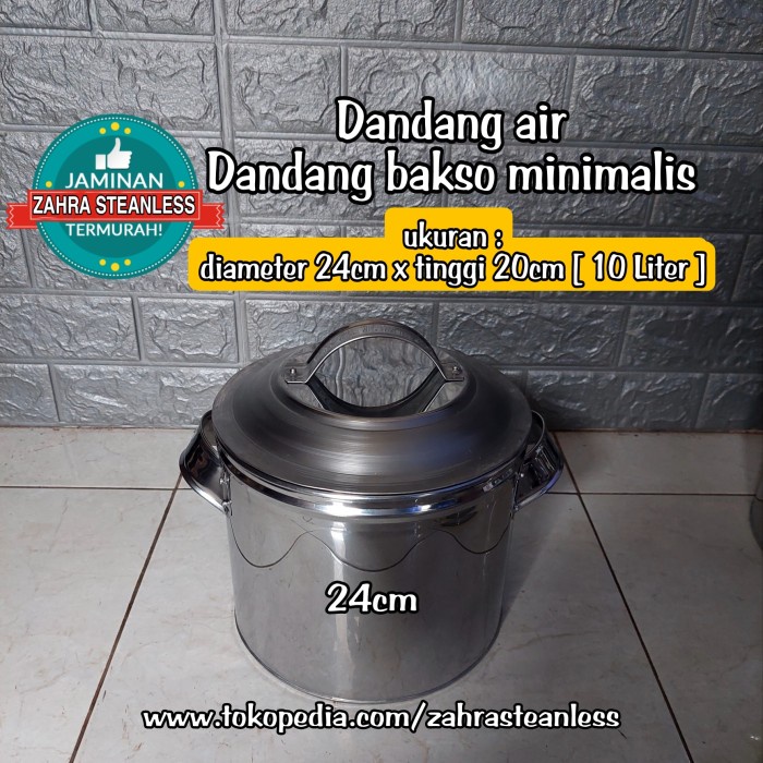 Promo Dandang Bakso Stainless 24Cm / Panci Air 10 Liter/ Dandang Bubur Soto