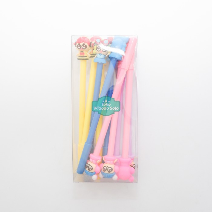 

Pulpen Gel Hitam Kepala Boneka LOL Biru Bolpen Fancy 1 Lusin