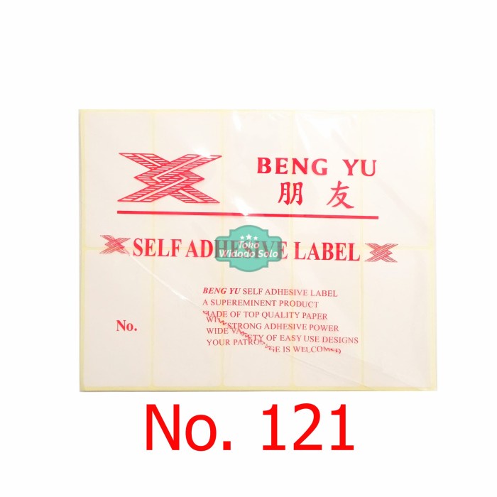 

Stiker Label No 121 Harga Nama Undangan Bengyu Self Adhesive Label