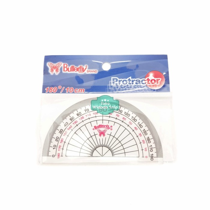 

Penggaris Busur Butterfly 12cm Tebal Protactor 180 Derajat 1 Buah