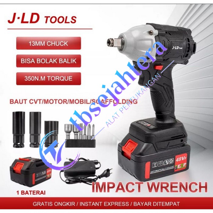 Bor baterai Impact Buka Baut Cordless 1 Batre 350nm JV88 JLD CORDLESS IMPACT WRENCH 350nm