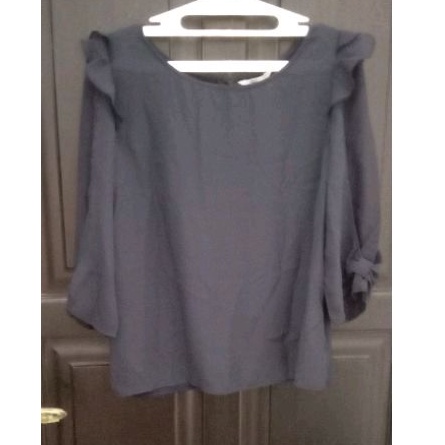 New Blouse Atasan Sifon Hitam Made in Japan