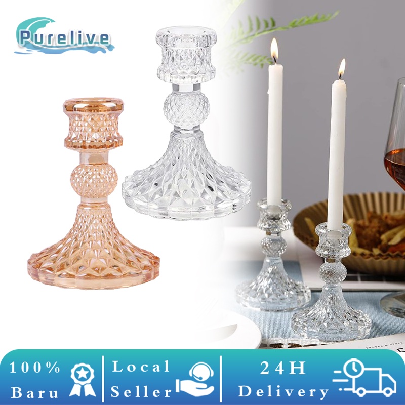 Glass Ornament Candle Holder Tempat Lilin Kaca Crystal Model Eropa Meja Makan Romantis Makan Malam