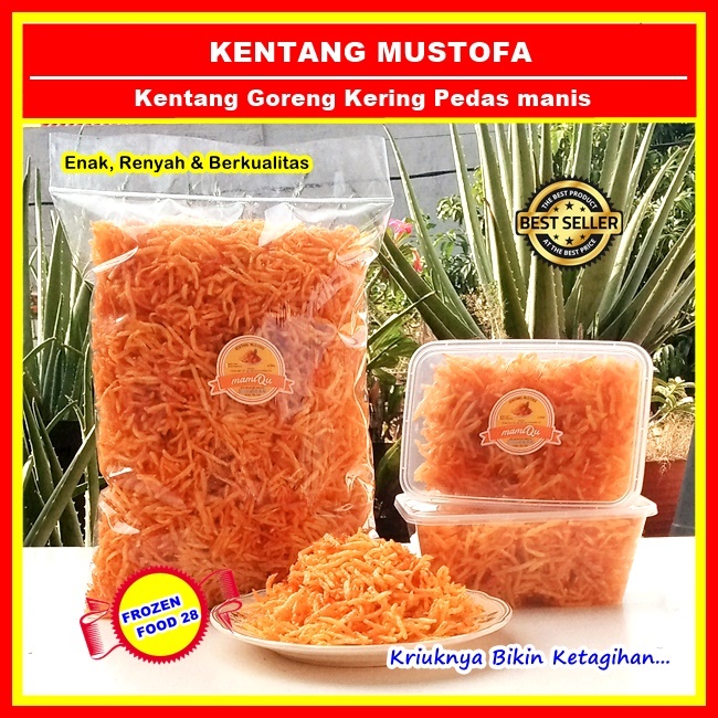 

Ready Kentang Mustofa Pedas Manis 500gram, Keripik Kentang Goreng Kering Stick Balado, Snack Cemilan