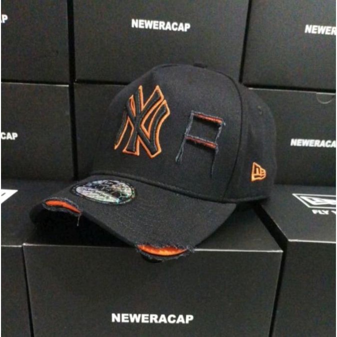 Ready Stock Topi Impor Premium / Ny Damage Hitam List / Ny Model Sobek Terbaru