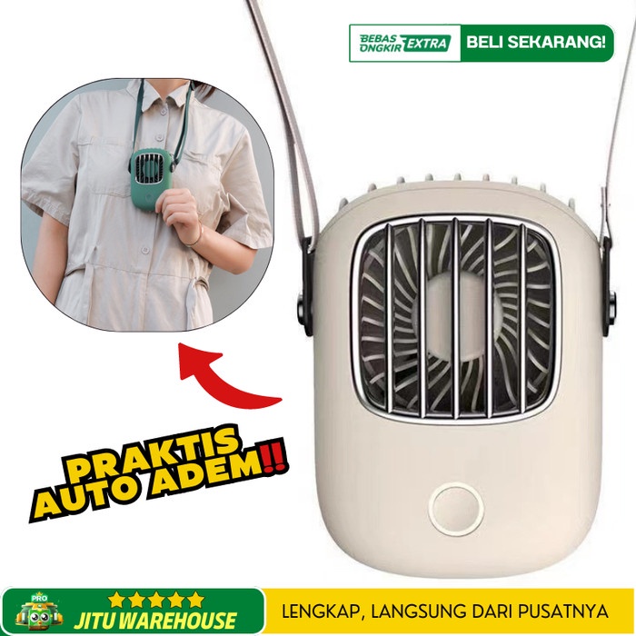 TERLARIS Kipas Angin Mini Portable Model Gantung Kalung Leher Neck Fan 1800mAh /KIPAS ANGIN