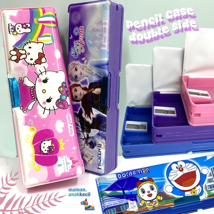 

Perlengkapan Alat tulis kotak tempat pensil Karakter 2 sisi Magnet