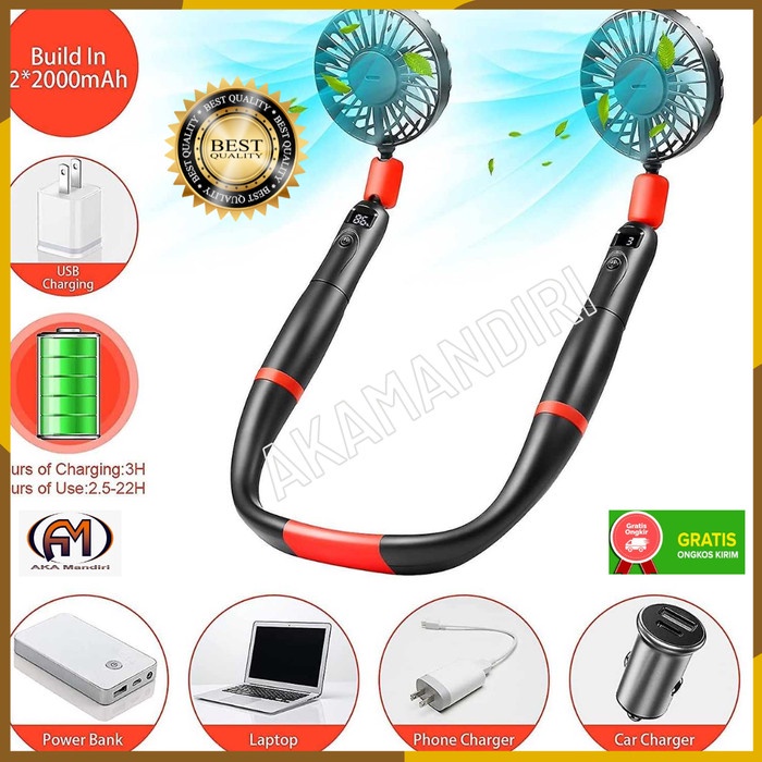 Sale Kipas Angin gantung Leher Portable Neck Fan 2in 1 LED Display 4000mAh /KIPAS ANGIN MINI/KIPAS