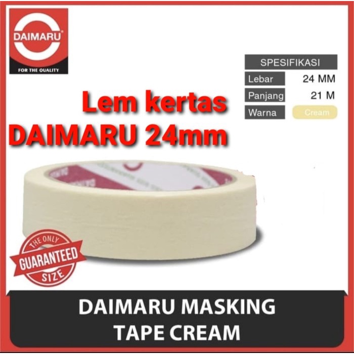 

Lakban Kertas Daimaru Masking Tape 24 MM 1 Inch 1" Selotip 21 Meter
