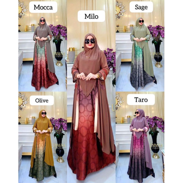 Nisha Gradasi Motif Vol7 by Ummina || Abaya Outer Hoodie 3in1