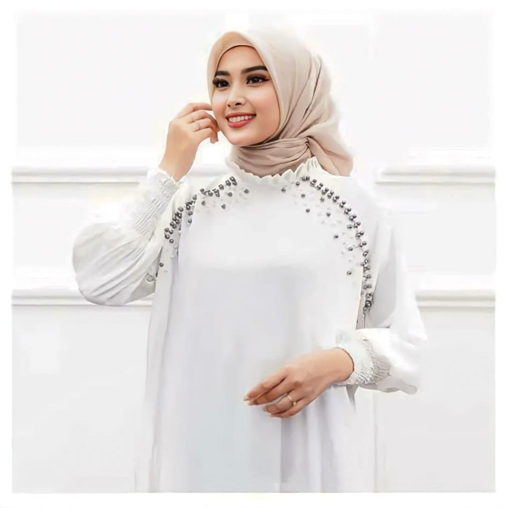 Gamis Kondangan Dress Kondangan Dress Pesta Olivia Dress Bahan Cringkle Airflow Aksen Mutiara Payet 