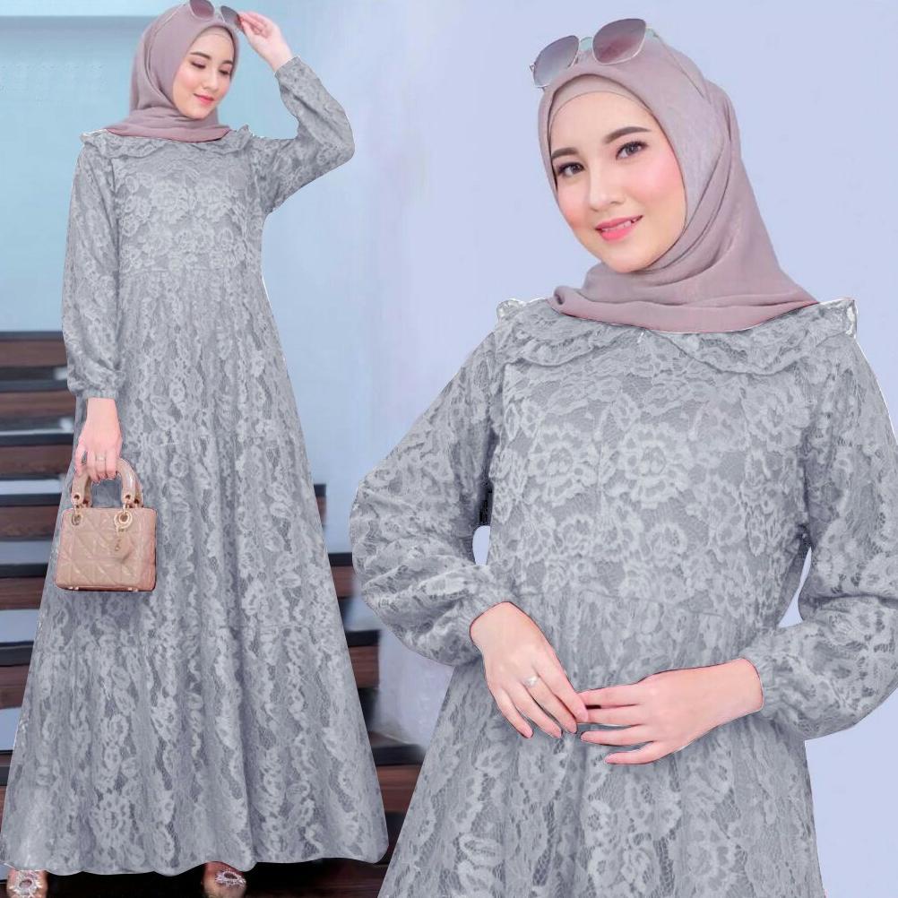 Maxi Alila Busui Depan M-L-Xl-Xxl-Xxxl Jumbo Terbaru / Gamis Brokat Depan Belakang / Gamis Wanita Br