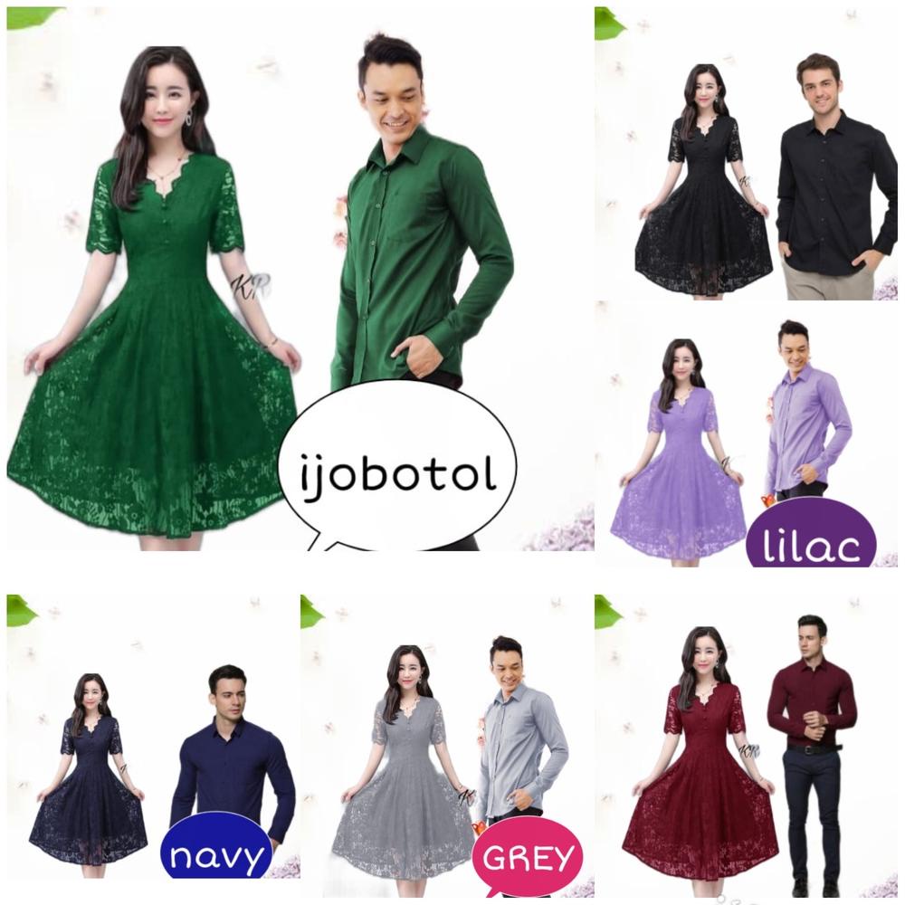 Ready Couple Dress Manuela / Set Baju Pasangan Kondangan Murah / Kapel Pesta Dress Korea / Baju Kemb