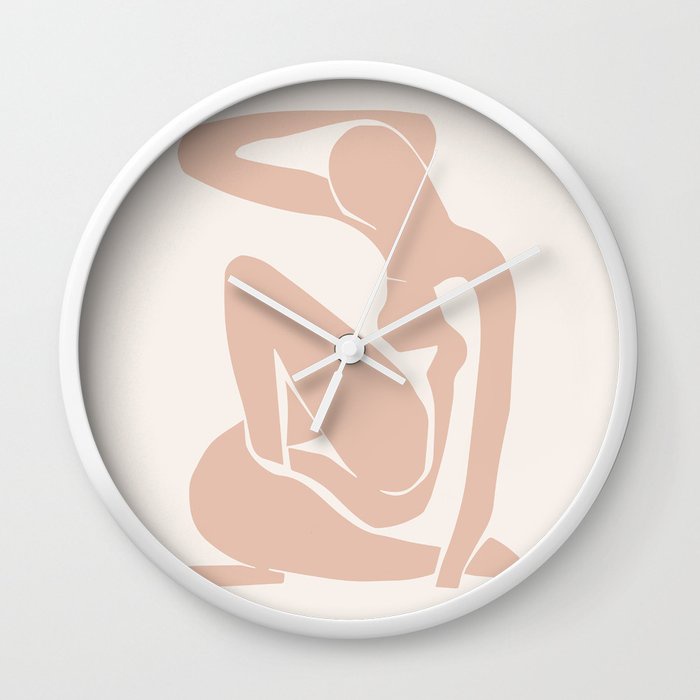 Blush Pink Matisse Nude I, Karya Seni Nude Abstrak Matisse, Jam Dinding Dekorasi Boho Abad Pertengah