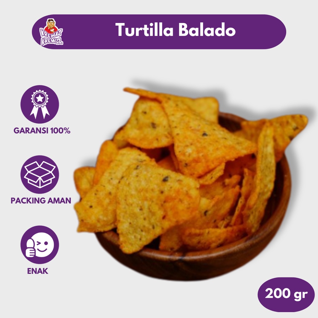 

TURTILA BALADO / KERIPIK JAGUNG TURTILA / TURTILA CHIPS TES 200gr