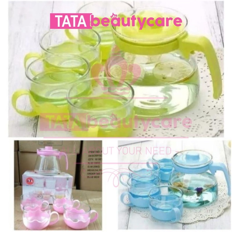 Set Teko Dan Gelas Plastik Cangkir Keramik Air Teko 4In1 Kaca Jaman Jadul Panas Tekoo Listrik Memasa