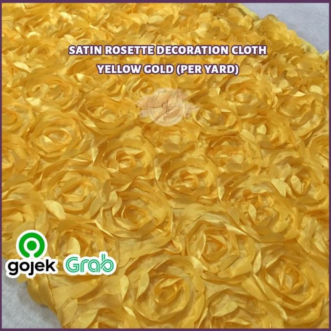 HAPPYSTORE Kain Backdrop Taplak Meja Satin Rosette Decoration Cloth - Yellow Gold