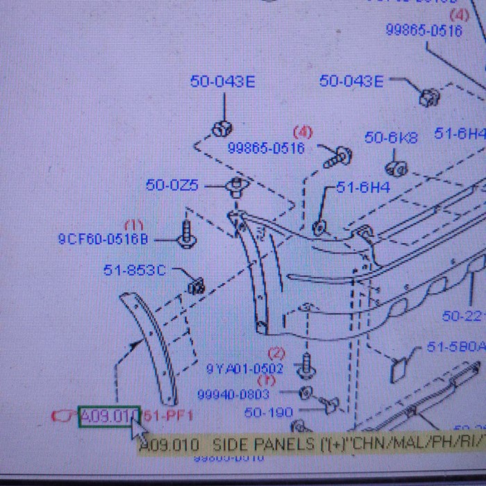 Ford Genuine Parts Spoiler Bumper Belakang Kiri Ford Escape 2.0 / 3.0 Kode Ku224