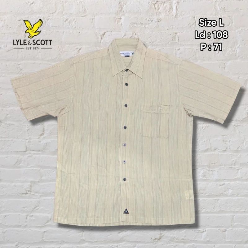Kemeja Pendek Lyle and Scott Kuning Salur Stripe Original Second Preloved