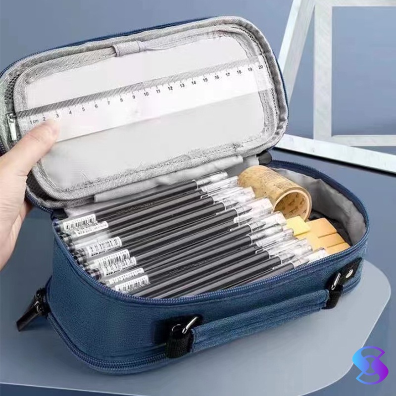 

Tas Sil, Kapasitas Besar, Kapasitas , Lima Lapis Alat Tulis Terbuka Ganda, Sederhana, Ting Untuk