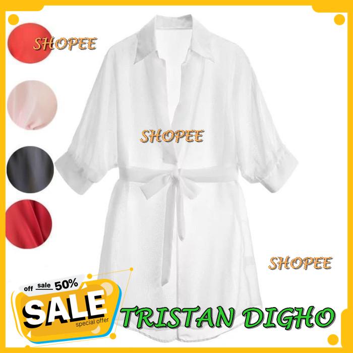 PIYAMA KEMEJA TRANSPARAN LINGERIE WANITA SET KIMONO BAJU TIDUR A / PIYAMA KEMEJA TRANSPARAN LINGERIE